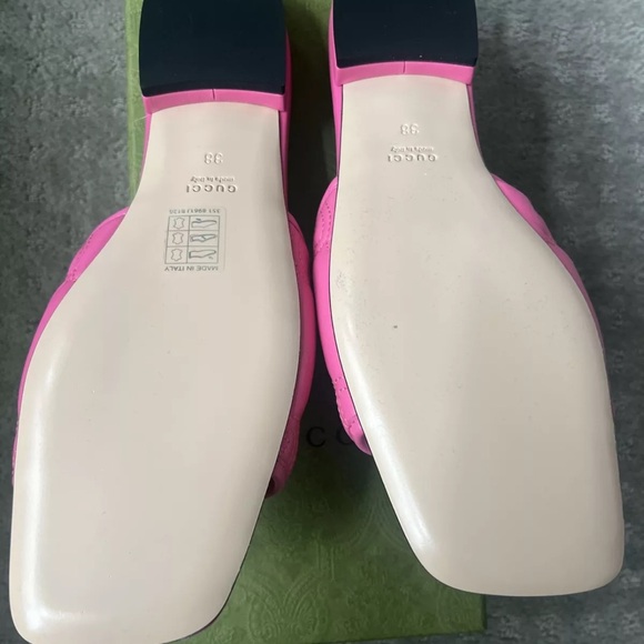 NWT GUCCI SLIDES PINK LEATHER SIZE 8 - Picture 2 of 4